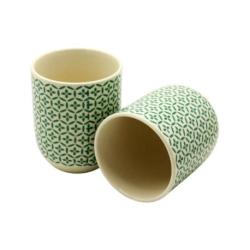 Tasses à Thé en Porcelaine Mosaïque Verte | Lot de 2