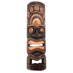 Masque Tiki Polynésien 50cm en bois sculpté et peint à la main | Déco Tiki Bar