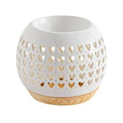 Brûle-parfum Coeur en Céramique Blanche