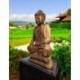 Sculpture "Bouddha Bumisparsha" en bois de Suar 100cm | Pièce Unique
