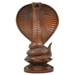 Statuette Serpent / Cobra 20cm en bois exotique sculpté main
