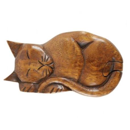 Boîte à secrets en bois - Forme chat