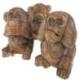 Les 3 singes de la sagesse 15cm - Statues en Bois Massif Naturel