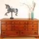 Statue Cheval de carrousel en bois 50cm décoration rétro vintage.