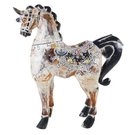 Cheval en Bois Sculpté et Peint à la Main 40cm | Décoration Vintage