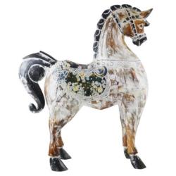 Cheval en Bois Sculpté et Peint à la Main 50cm | Déco Vintage