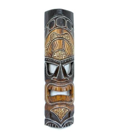 Masque Tiki Polynésien 50cm en bois. Décoration exotique.