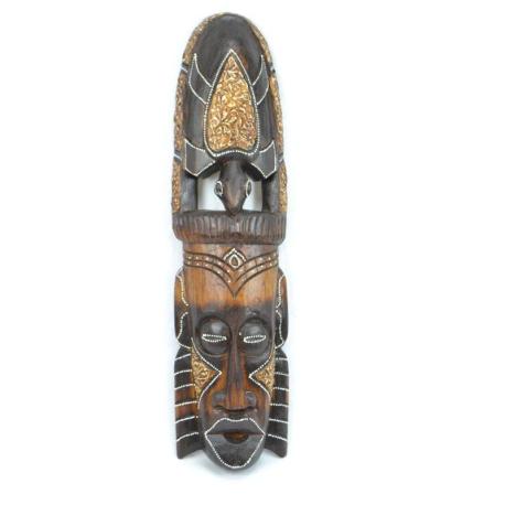 Masque Africain en bois 50cm motif Tortue. Fabrication artisanale.