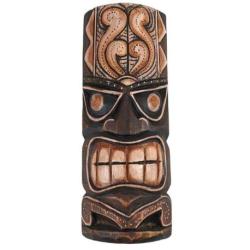 Masque Tiki 30cm en bois sculpté et peint à la main.