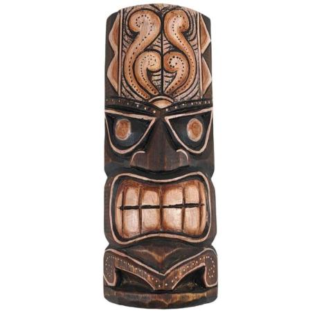 Masque Tiki 30cm en bois sculpté et peint à la main.