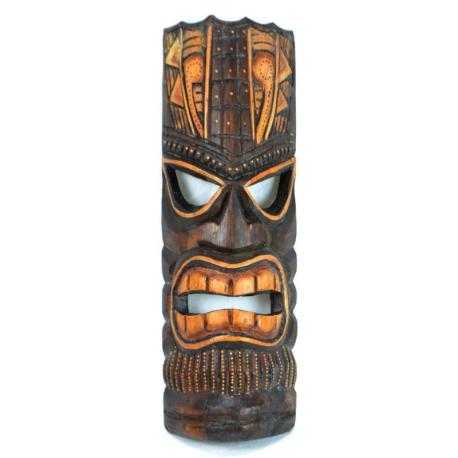 Masque Tiki 30cm en bois, fabrication artisanale.