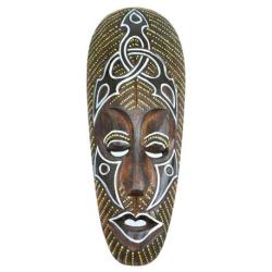 Masque Africain en bois 30cm motif tribal.