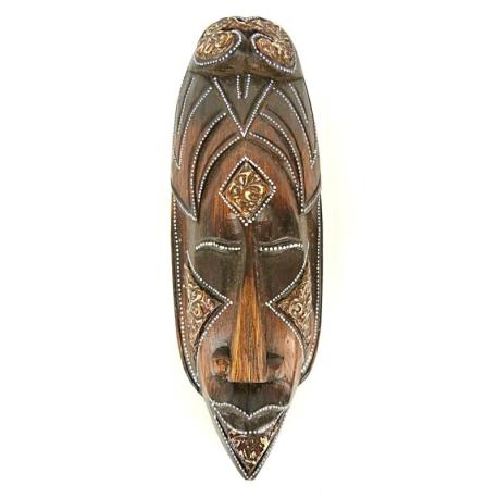 Masque africain en bois 30cm au décor graphique, décoration exotique