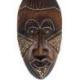 Masque africain en bois 30cm à coiffe sculptée, fait main