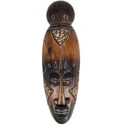 Masque africain en bois 30cm au visage serein, décoration ethnique