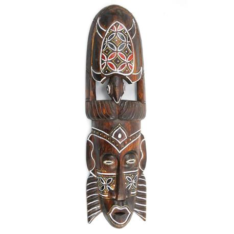 Masque Africain tortue colorée 50cm. Déco murale africaine.