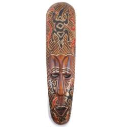 Masque Africain en bois 50cm motif Gecko.