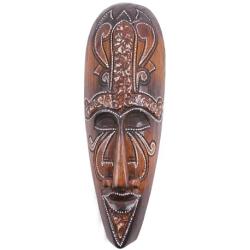 Masque africain motif tribal - Décoration artisanale en bois 30cm