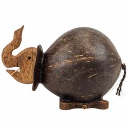 Tirelire éléphant en noix de coco Tirelire éléphant en noix de coco