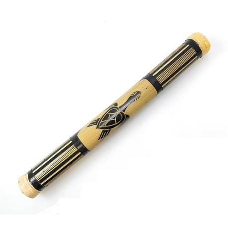 Bâton de Pluie 50cm en bambou motif Tortue. Rain stick.