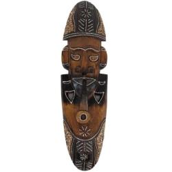 Masque fumeur de pipe en bois sculpté et peint à la main 50cm