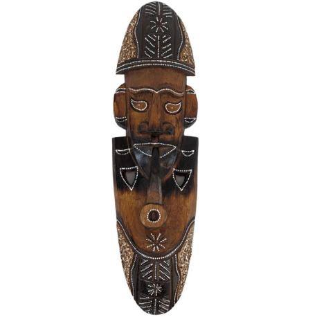 Masque fumeur de pipe en bois sculpté et peint à la main 50cm