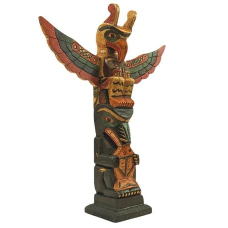 Totem Indien à poser 30cm en bois sculpté et peint à la main