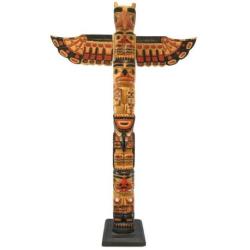 Grand Totem Indien 120cm en Bois Massif - Aigle et Personnages