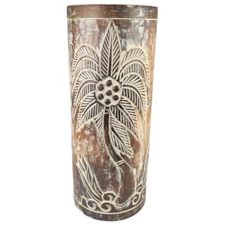 Porte-parapluie ou vase en bois 50cm décor Palmier