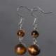 Boucles d'oreilles pendantes 2 boules Oeil de Tigre naturel