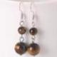 Boucles d'oreilles pendantes 2 boules Oeil de Tigre naturel