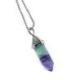 Collier acier + pendentif pointe en Fluorite multicolore