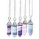 Collier acier + pendentif pointe en Fluorite multicolore