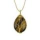 Collier doré + pendentif goutte Arbre de vie en Oeil de Tigre