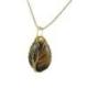 Collier doré + pendentif goutte Arbre de vie en Oeil de Tigre