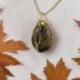 Collier doré + pendentif goutte Arbre de vie en Oeil de Tigre