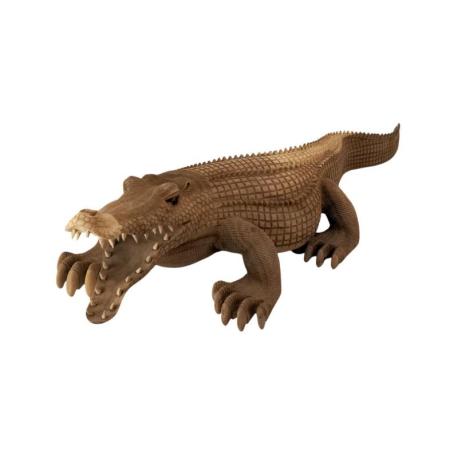 Sculpture Crocodile XL en bois de suar 95cm | Pièce Unique