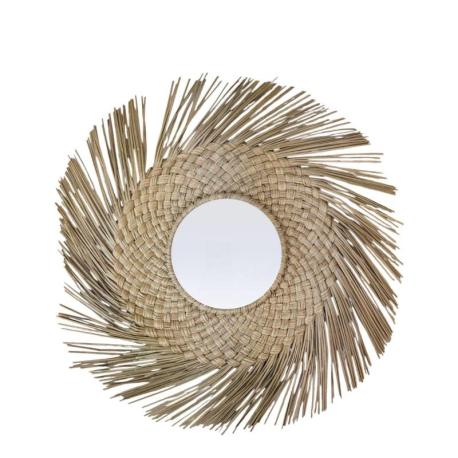 Miroir Bohème ⌀50cm en Paille | Forme Soleil