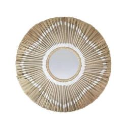 Miroir Bohème ⌀60cm en Paille | Tissage Naturel Blanc