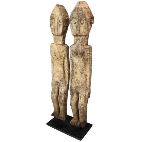 Statuette Tribale d'un Couple en Bois Pétrifié 28cm | Arts Premiers du Timor