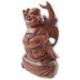 Statue Bouddha chinois rieur 30cm en bois sculpté