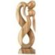 Statue Abstraite "Couple Enlacé à l'Infini" 50cm en bois | Cadeau d'Amour