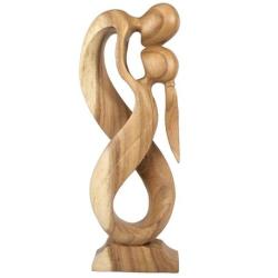 Statue Abstraite "Couple Enlacé à l'Infini" 50cm en bois | Cadeau d'Amour