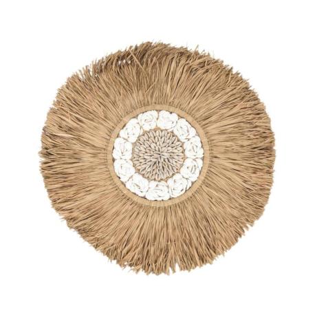 Décoration murale Bohème en Raphia & Coquillages ⌀50cm