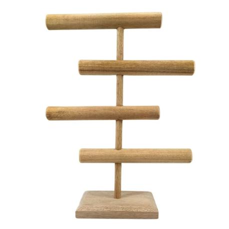 Présentoir à bijoux 4 niveaux 48cm en bois brut