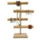 Présentoir à bijoux 4 niveaux 48cm en bois massif | Finition Bois brut naturel