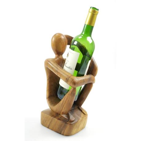 Porte-bouteille "Penseur" 30cm en Bois Brut