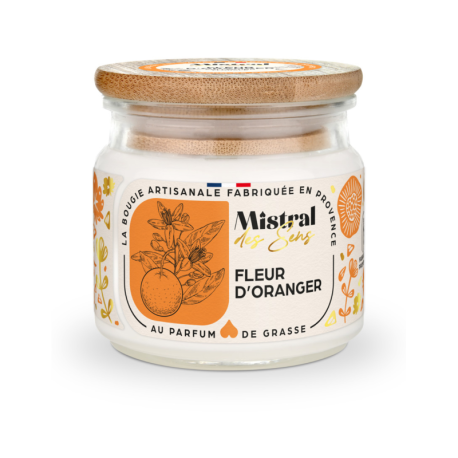 Bougie Parfumée Artisanale "Fleur d'Oranger" 40 heures 150ml | Mistral des Sens