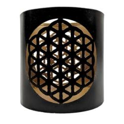 Photophore Fleur de Vie en Métal Noir & Or ⌀9cm