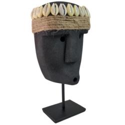 Masque Primitif en Pierre noire sur pied 16cm | Savoir-faire traditionnel de Sumba